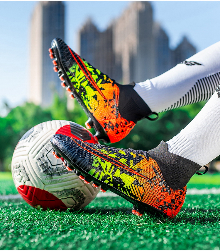 Cleats Men Soccer Shoes Football Boots Grass Training Match Sneakers Ultralight Non-Slip Long Spikes Unisex_voghion.com