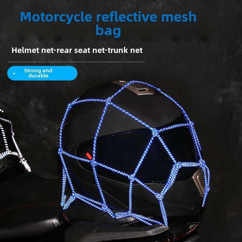 Cască de motocicletă cu plasă pentru rezervor de combustibil, plasă fixă, geantă pentru bagaje, curea elastică reflectorizantă pentru noapte, frânghie de legare, banchetă spate_voghion.com