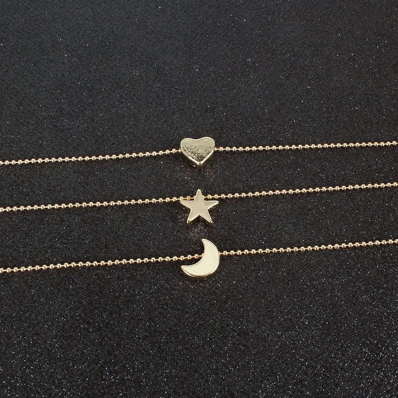 Collana con ciondolo a forma di luna e stella in lega dolce da donna, gioielli di moda_voghion.com