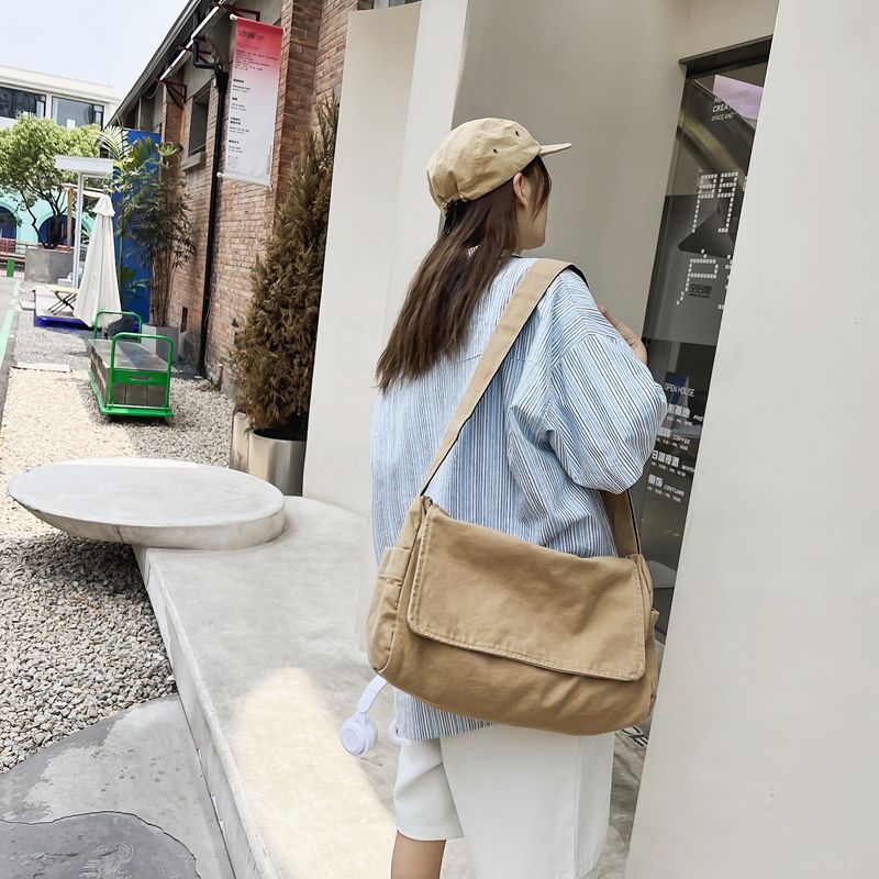 Damen Messenger Vintage Toile Adolescent Schultertasche Tragetaschen Casual Handtasche Sac À Bandoulière_voghion.com