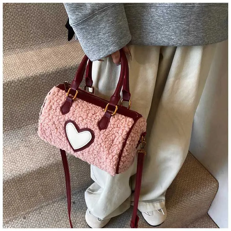 Pluche handtas dames winter warm zachte schoudertas crossbody tas_voghion.com