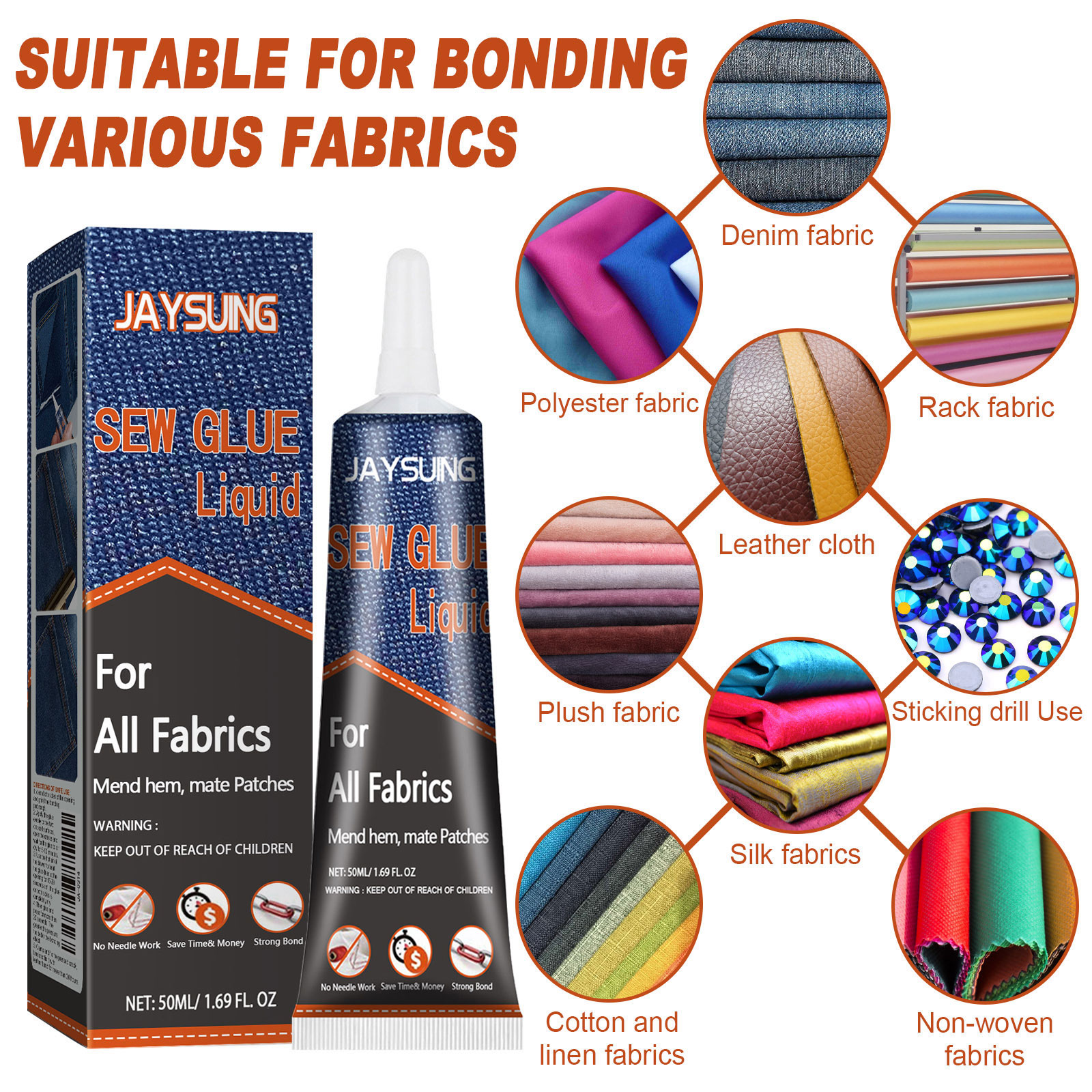 Jaysuing Fabric Sewing Glue, Sewing Fabric Glue Sofa Car Cushion Clothing Glue Fabric Glue_voghion.com