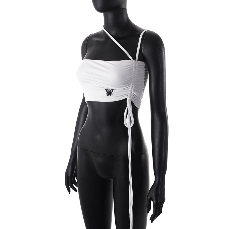 M22TP643 ins Inner Tank Women's Slim Fit Solid Color Sexy Open Back Wrap Top_voghion.com