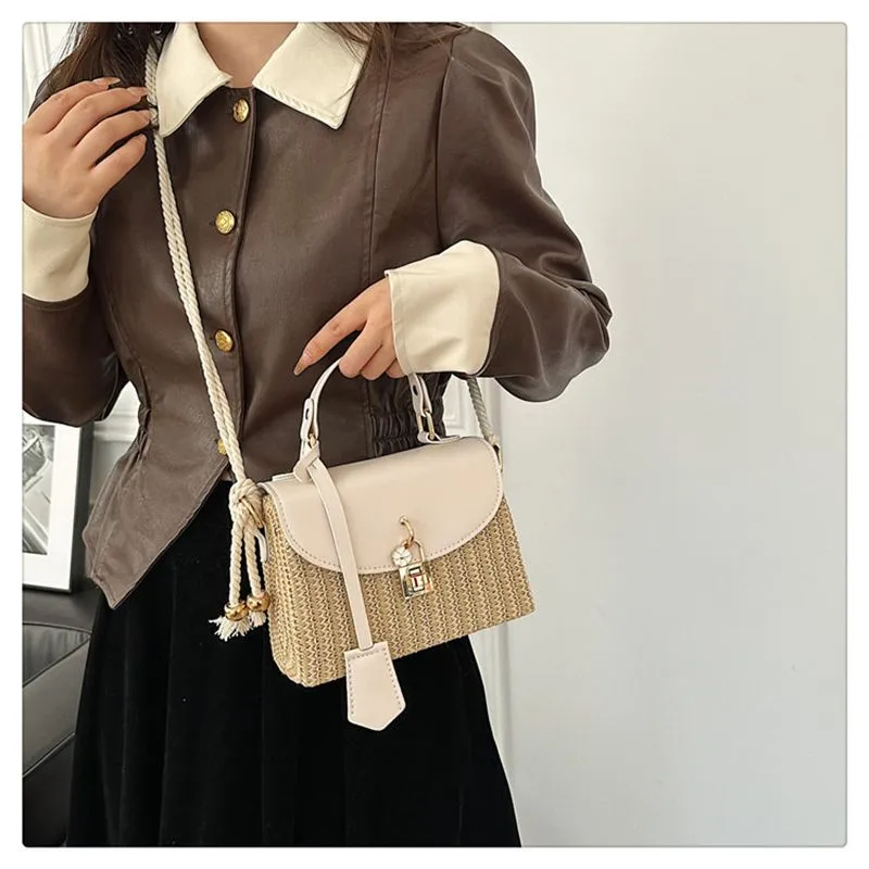 Woven Single Shoulder Crossbody Bag Premium Texture Small Square_voghion.com