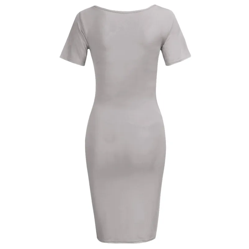 bunvel Sommer Bodycon Gravide Kvinner Sommerkjoler Ensfargede Mammaklær Kortermede Graviditetskjoler Premama Wear_voghion.com