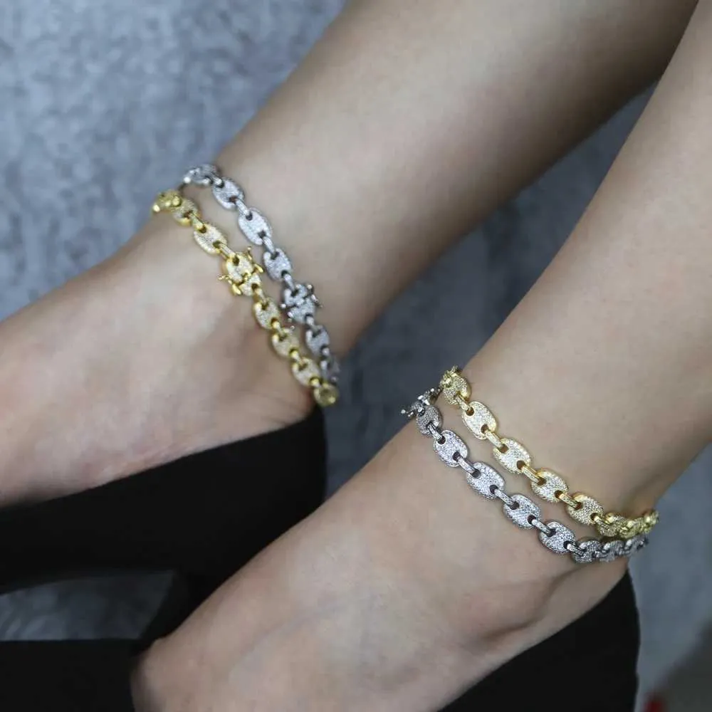 Tobilleras de verano de 8 mm con cuentas de café CZ brillante con circonita cúbica 5A de alta calidad, cadena para pierna para mujer de 9 y 10 pulgadas_voghion.com