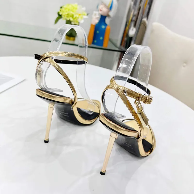 Nejnovější módní sandály na jehlovém podpatku 10,5 cm Dámské značkové vysoké podpatky, letní sandály, kotníkové šaty, shoefactory_voghion.com