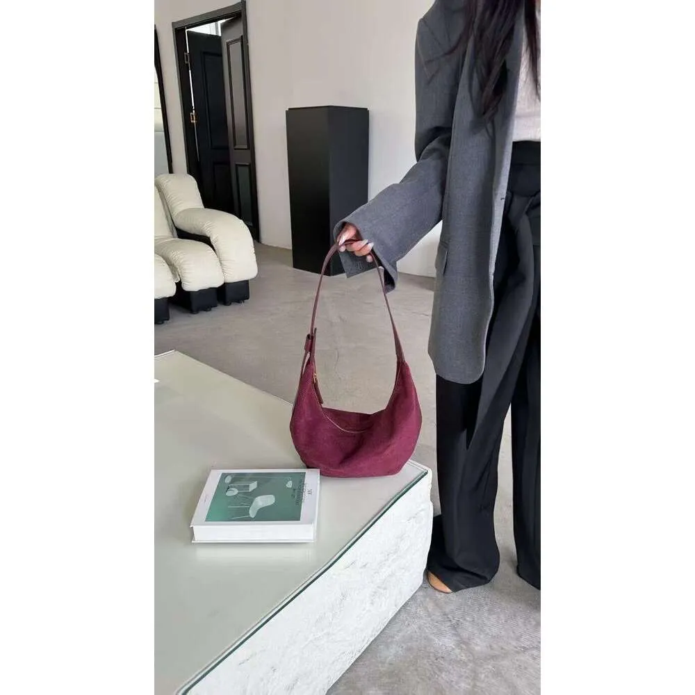 Nuova borsa a tracolla invernale elegante da donna in vera pelle scamosciata spessa, colore caffè verde_voghion.com