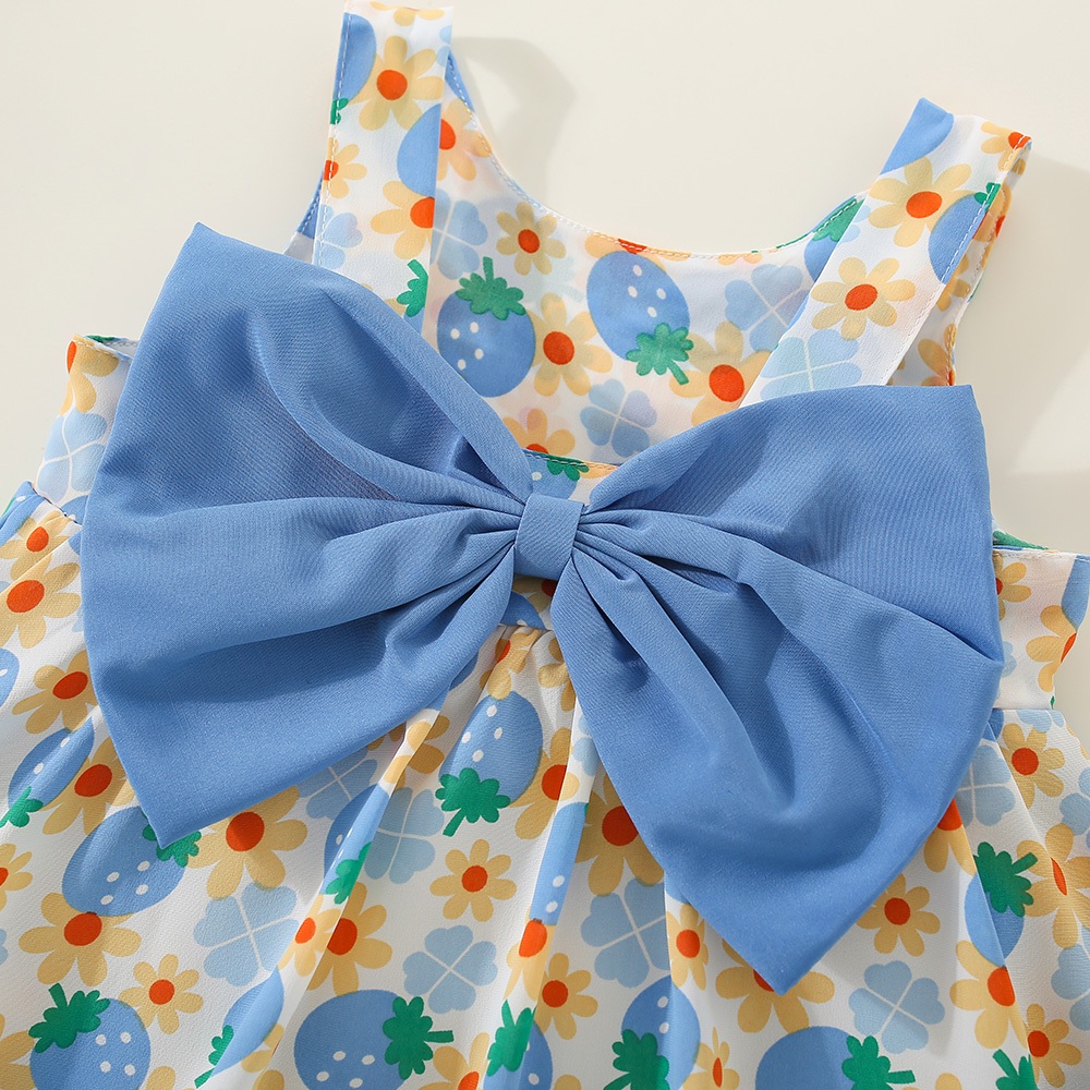 Robe d'été pour bébé avec nœud et fraise, jolie robe pour enfants, vêtements de plage pour enfants avec chapeau_voghion.com