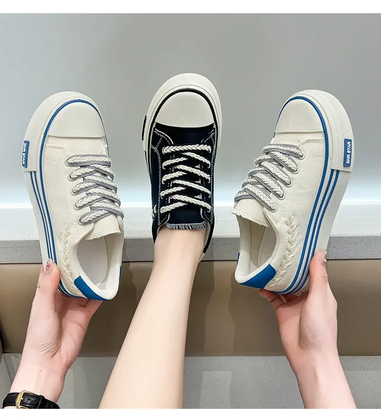 Platform Women Canvas Shoes Height Increasing Chunky Sneakers For Youth Girls Outdoor Trainers Female Ladies Thick Sole_voghion.com