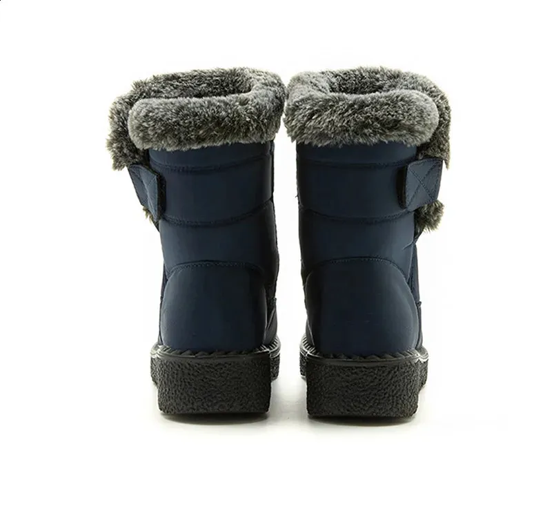 Trend Womens Winter Ankle Low Botas Mujer Waterproof Snow Boots Fur Leather Shoes 241116_voghion.com