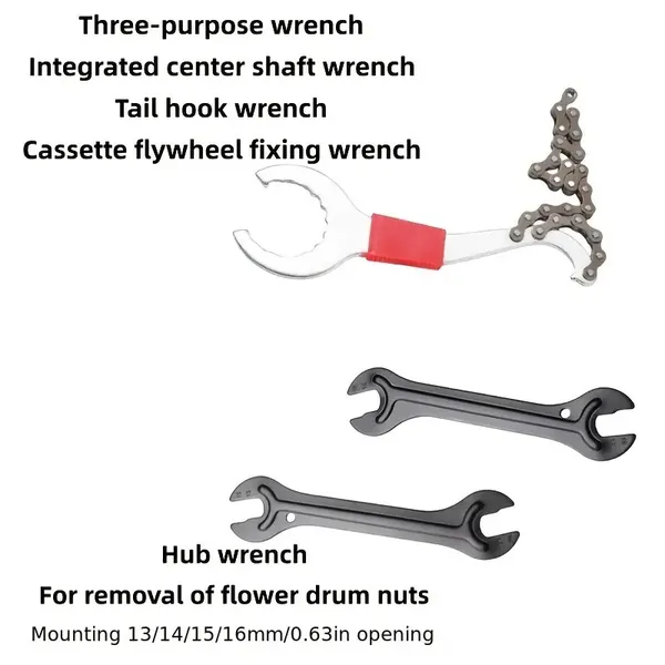 Kit di riparazione bici multifunzione: attrezzi per guarnitura, catena, raggi, movimento centrale e volano – compatto e portatile_voghion.com