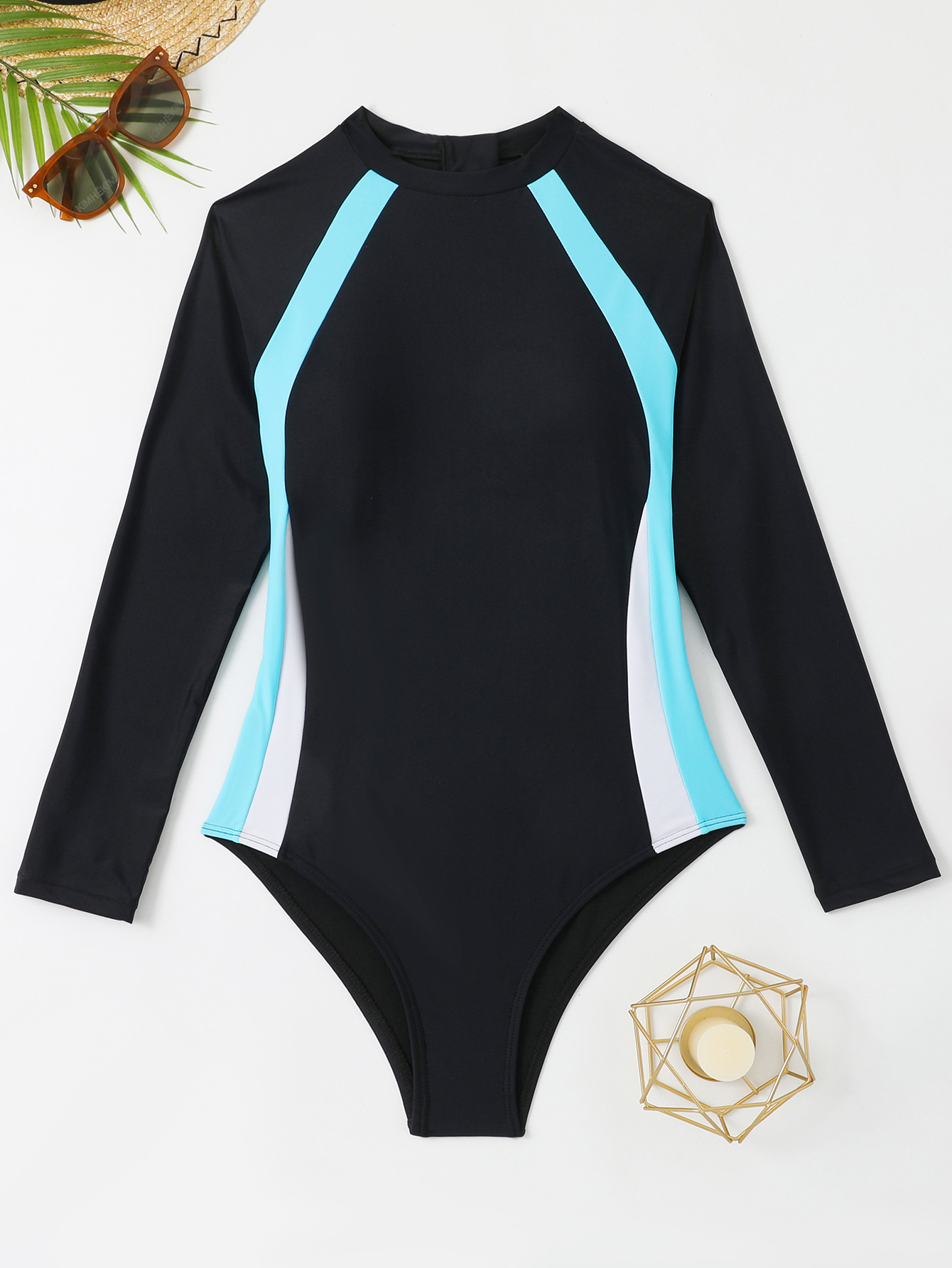 Women's sexy multi-color spliced ​​one-piece bikini women's swimsuit_voghion.com