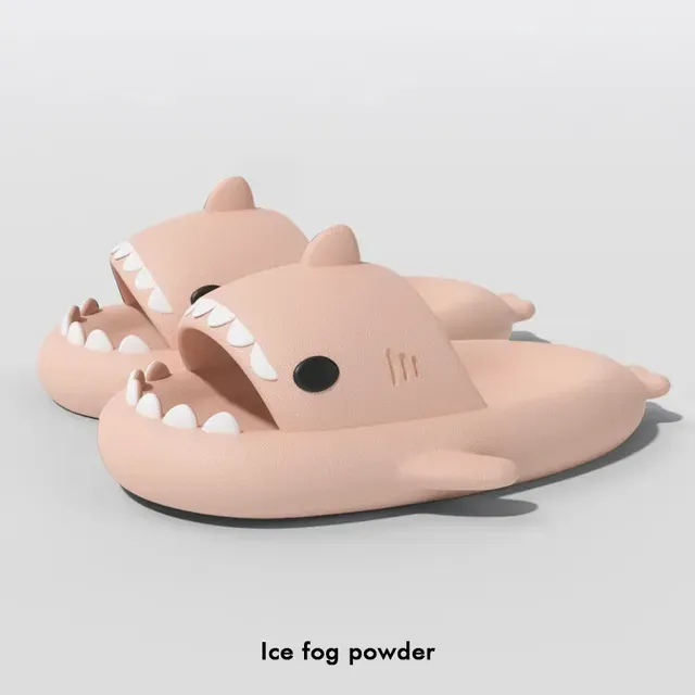 Pantoufles requin pour hommes, diapositives de salle de bain intérieures, sandales d'été pour femmes, sandales de dessin animé, chaussures plates à la mode pour couples, chaussures de plage souples en EVA pour enfants_voghion.com