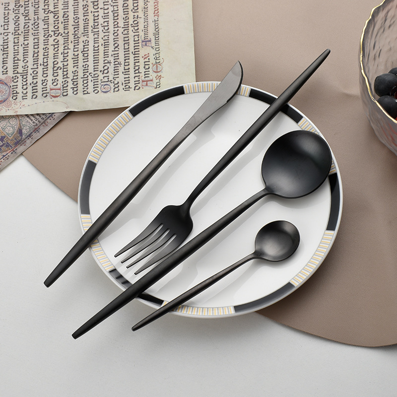 Portugal 304 stainless steel cutlery thickened Western style steak knife, fork, dessert spoon_voghion.com