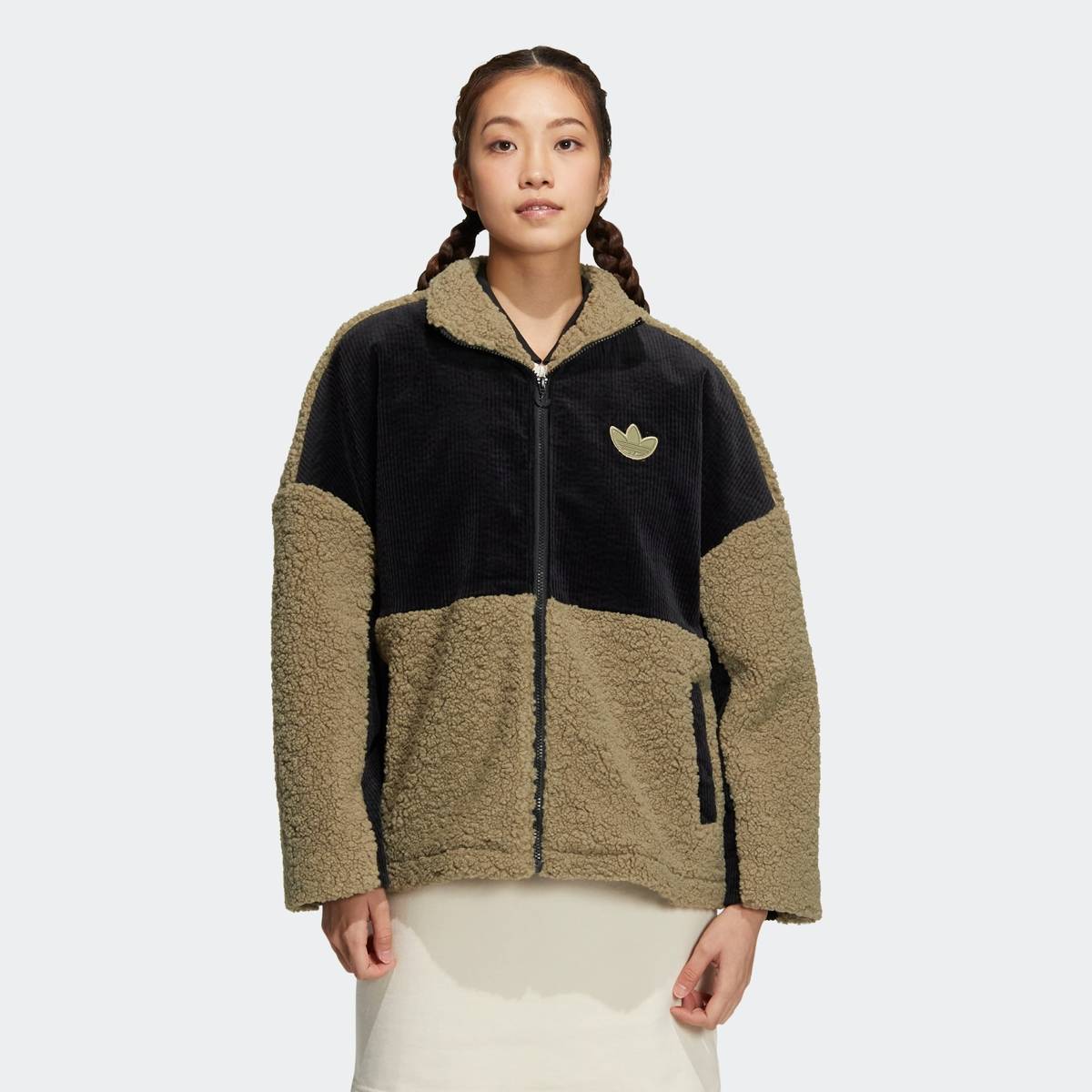 Adidasclover jacket women's season new imitationlamb wool warm sportswear stand collar windproof casual jacket
