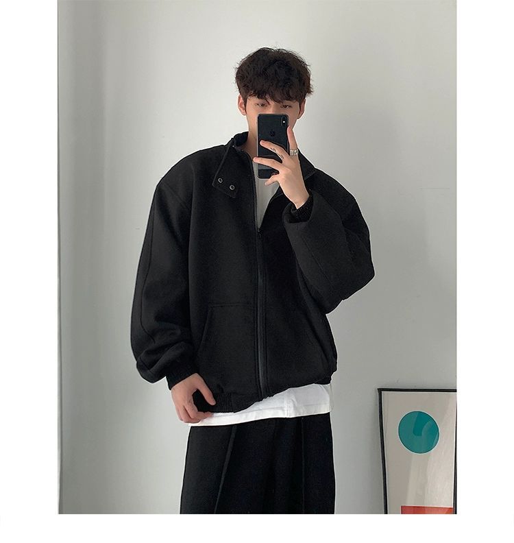 Vêtements pour hommes, col montant ample, épaulettes, cardigan, sweat-shirt, veste, costume de sport décontracté pour hommes, pantalon de survêtement ample, ensemble tendance deux pièces_voghion.com