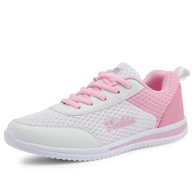 Scarpe da corsa da donna, comode e casual, con lacci anteriori, in mesh traspirante e a fondo piatto, nuove di zecca_voghion.com