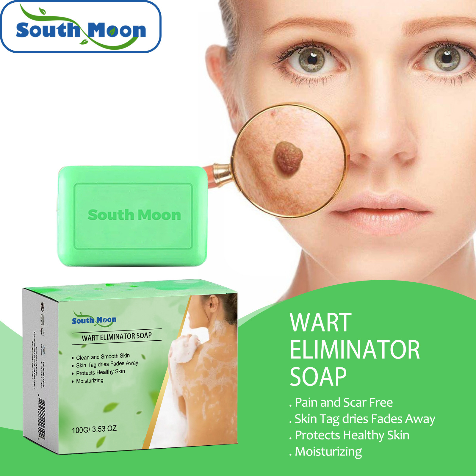 South Moon for Facial, Neck, Body, Cleaning and Care Anti wart Smooth Skin Soap_voghion.com