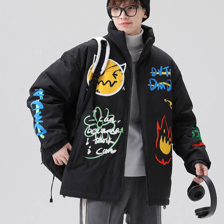 ​​Unisex Kurze Pufferjacke Winter Warm Glänzender Mantel Hochwertige Entendaunenfüllung Wasserdicht Winddicht Schwarz Weiß​​_voghion.com