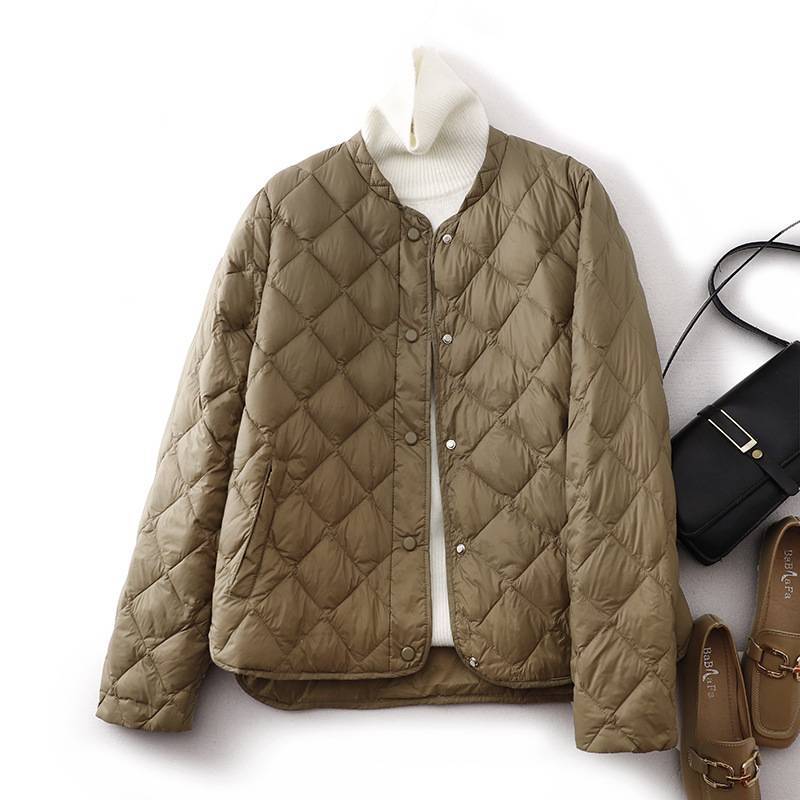 ​​"Quilted Puffer Jacket With Mandarin Collar & Petal Sleeves - Korean-Inspired Streetwear Coat In Diamond Stitch (Black/Beige/Mocha/Pistachio)"​​_voghion.com