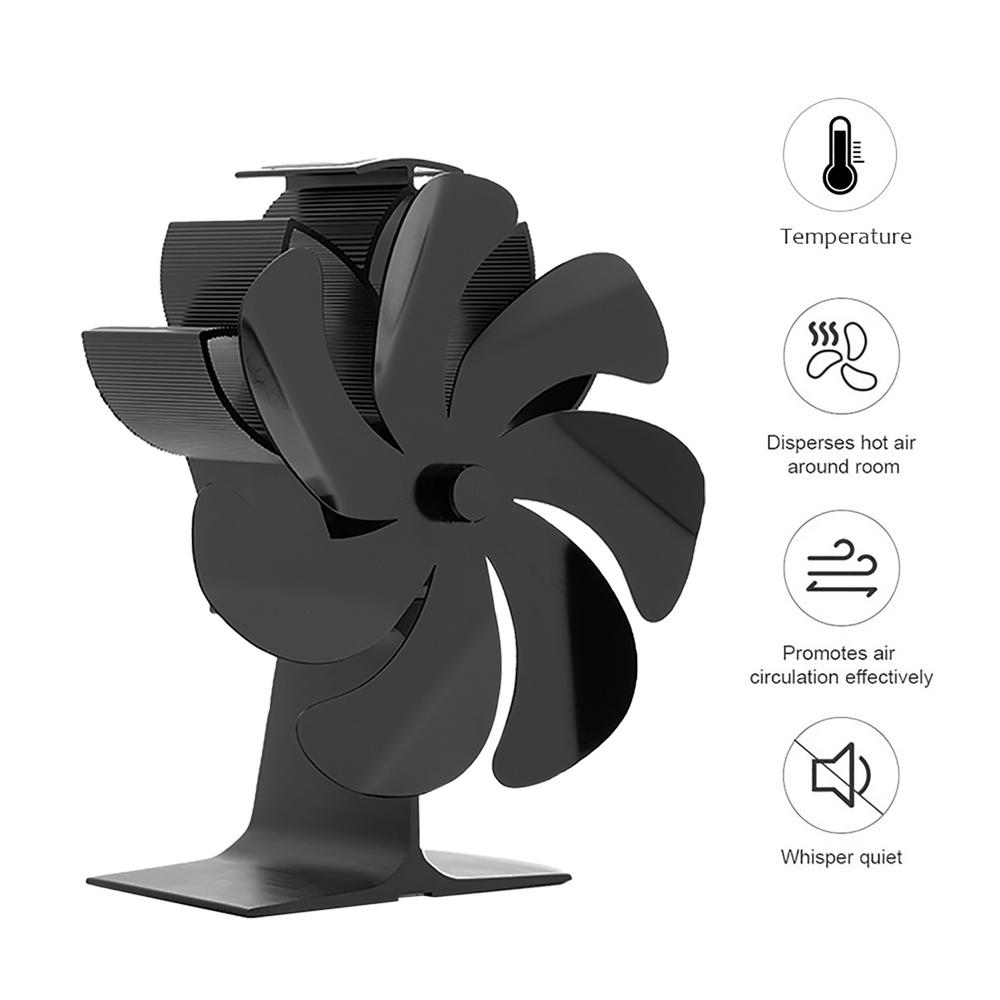 Ventilatore per stufa a 7 pale alimentato a calore Mini ventilatore per camino Bruciatore a legna Eco-fan Ventilatore per camino silenzioso Distribuzione efficiente del calore_voghion.com