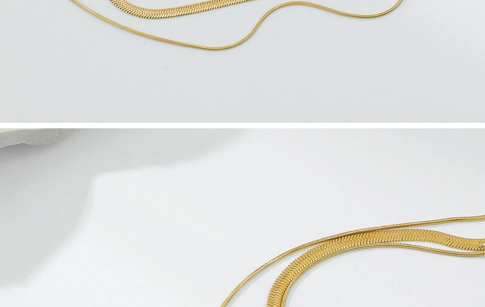Collana a catena serpente a tre strati placcata oro donna_voghion.com
