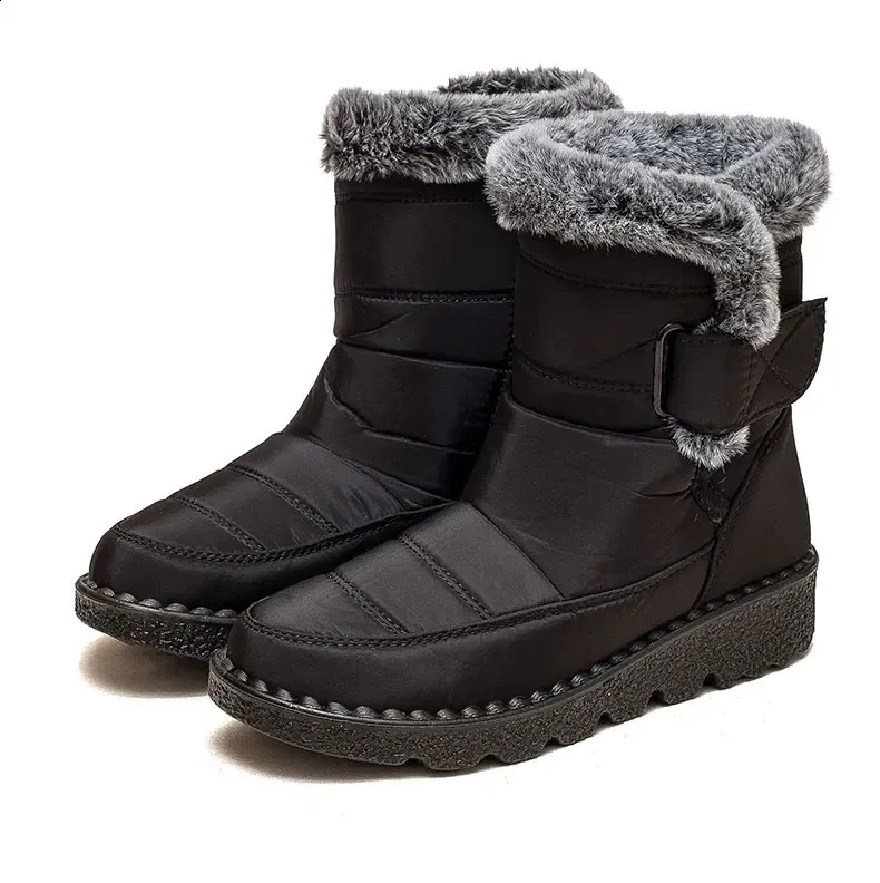 Women Fur For Woman Ankle Winter Botas Mujer Trend Low Heels Snow Boots Platform Shoes Female 240830_voghion.com
