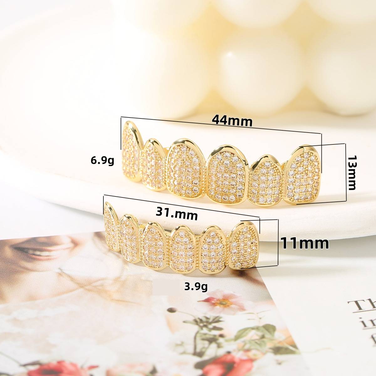 Dental Grill Micro Diamond Braces Exaggerated Personality Hip Hop Hip Hop Trendy Tooth Decoration Halloween Tooth Decoration Set_voghion.com