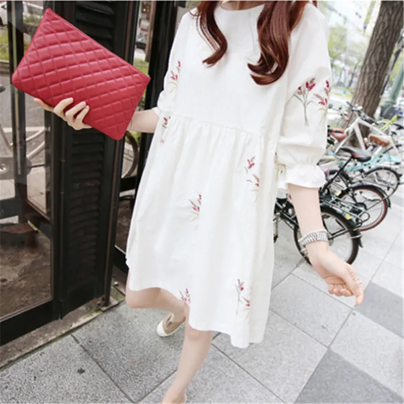 Robes vêtements chine robe florale coton lâche pour les femmes enceintes vêtements décontracté grossesse maternité 230417_voghion.com