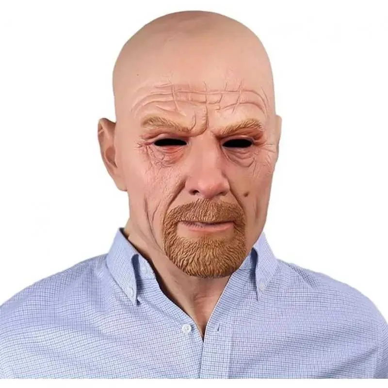 Ρεαλιστικός φαλακρός γέρος Breaking Bad Walter White Heisenberg Latex Mask Masquerade Halloween Cosplay Party Masquerade_voghion.com