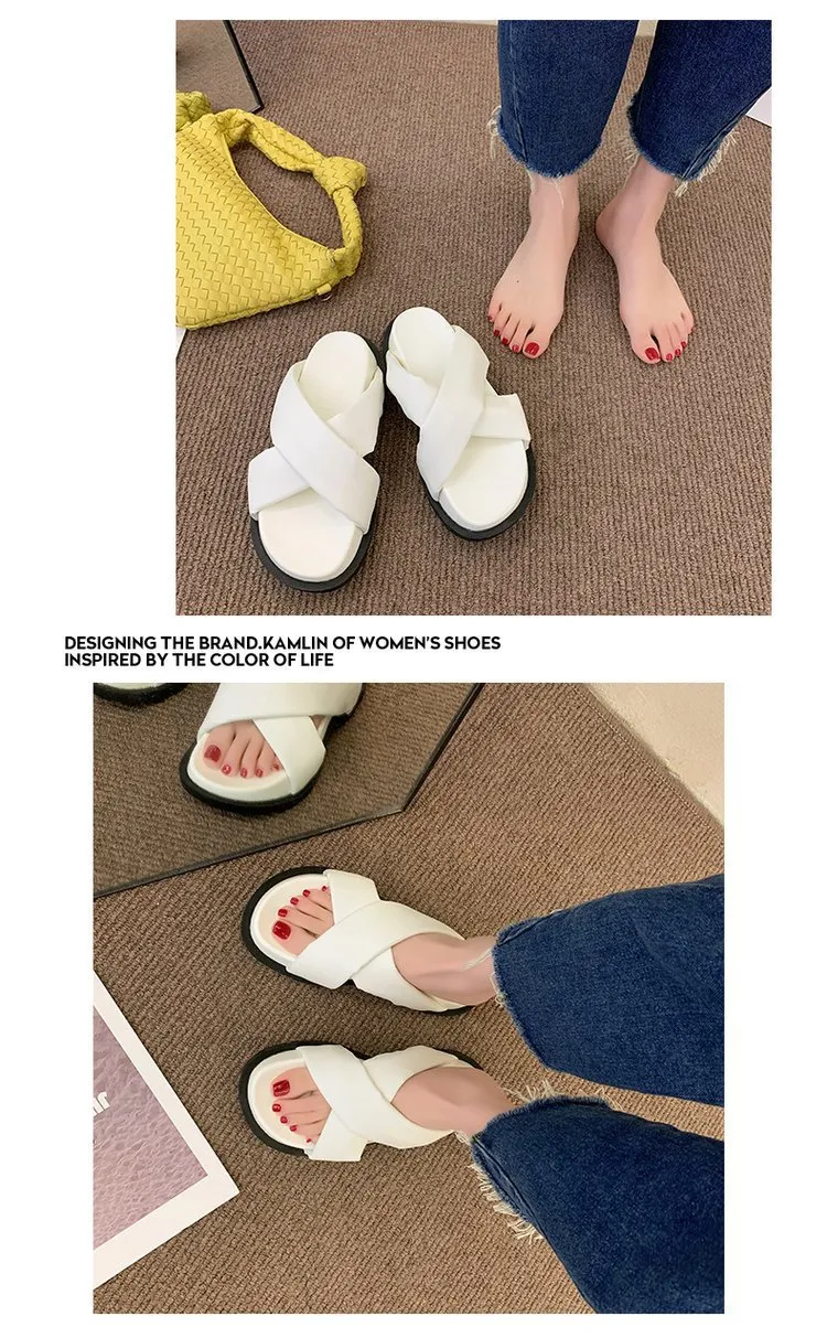 2022 Nw Womn Non-slip Platform Slipprs Summr Comfortabl Bach slids Woman Fashion Thick Sol outdoor sandals_voghion.com