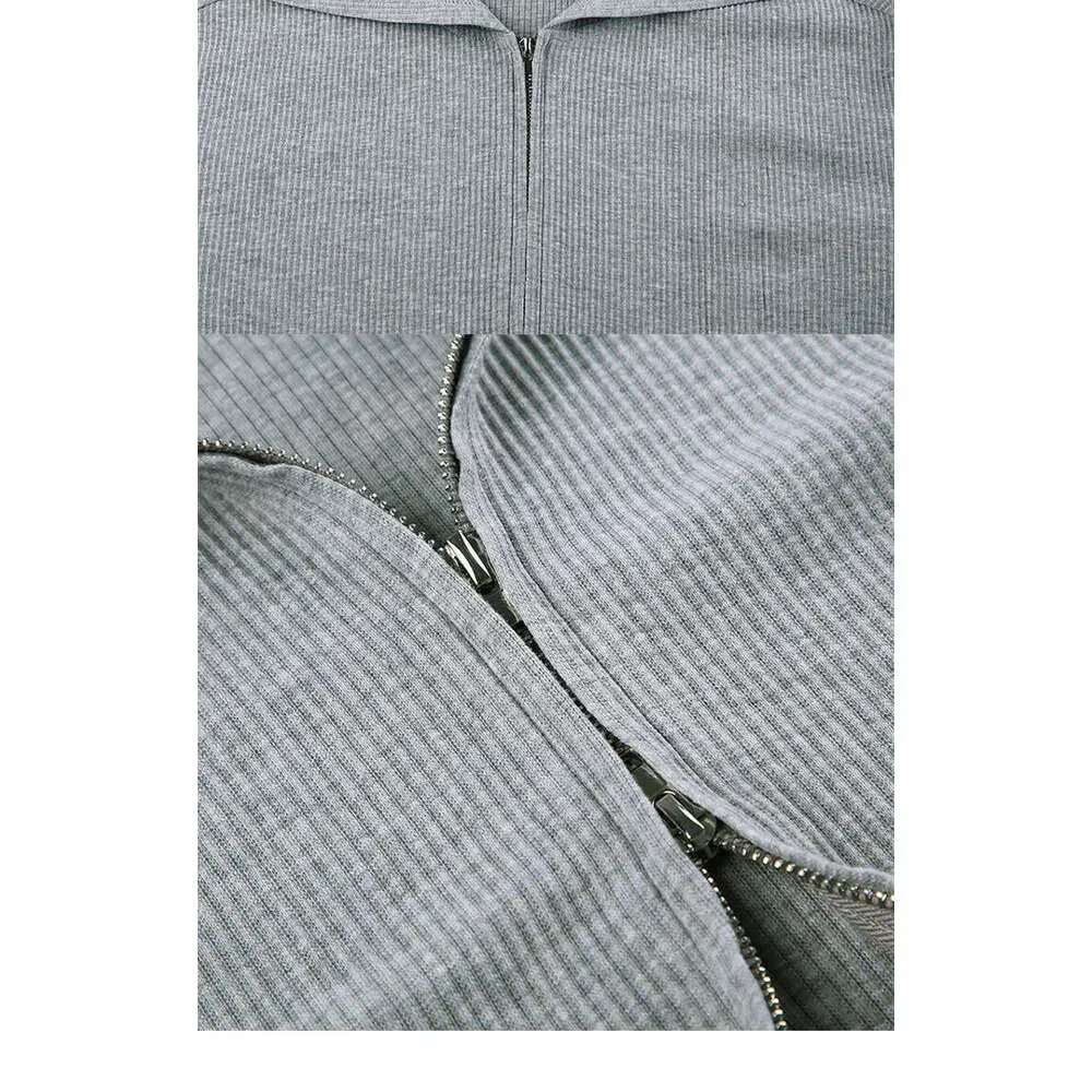 ALL121 Yoga Topp Sweatshorts Hettegenser Tre stk sett Dame Sport Dress Strikket Glidelås Hette Cardigan Sweatshirt Vneck_voghion.com
