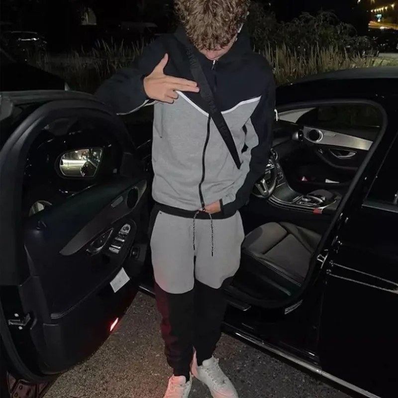 Tracuits Anzug Hoodie Mode Casual Sport Reißverschluss Jacke Hose Anzughose Männer Neu in Herren-Sets 230922_voghion.com