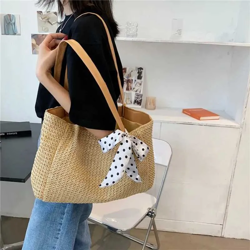 Damen Strohtasche Als Große Schultertasche Für Den Sommer Strand_voghion.com