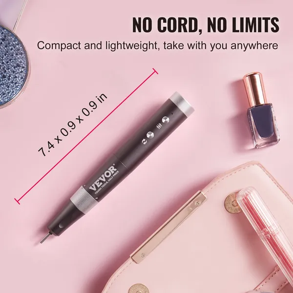 VEVOR Electric Cordless Nail Drill, 30,000RPM Variable-Speed Rechargeable Nail E File Machine, Portable Manicure Pedicure Polisher With 50PCS Sandin_voghion.com