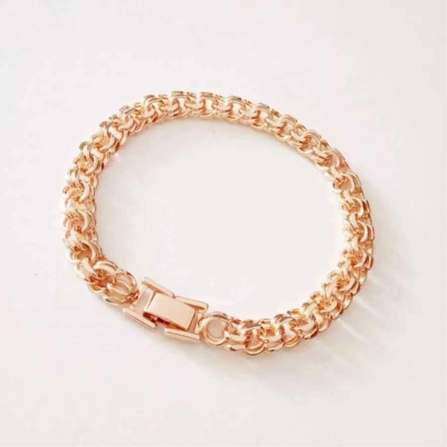 Bismark 585 Rose Sieraden Een Vorm Van Weven Lange 7MM Brede Handketting Goudkleurige Armband Mannen En Vrouwen 210609_voghion.com