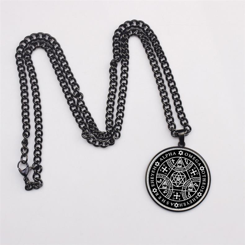Temu Eno Angel Magic Talisman Alpha Four Character Božské jméno Trojúhelník Hvězda Nerezová ocel Přívěsek Náhrdelník_voghion.com