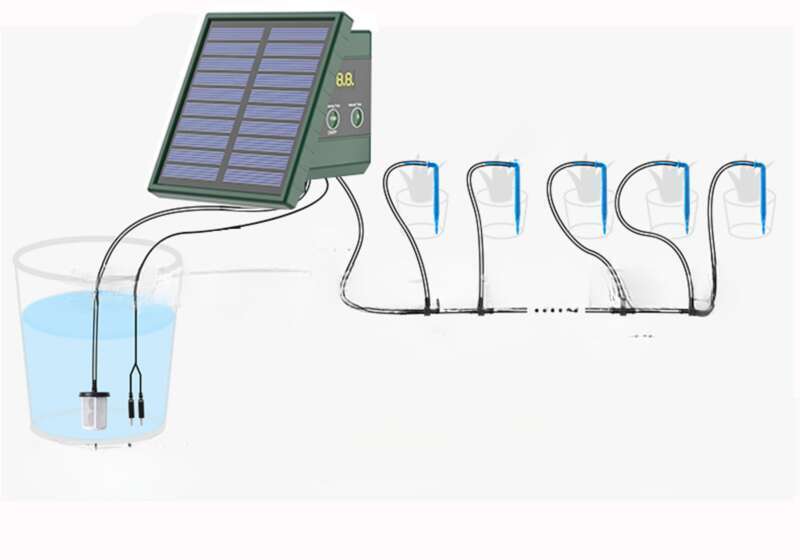 Temporizador de irrigação movido a energia solar Lazy Artifact Sistema de irrigação por gotejamento automático_voghion.com