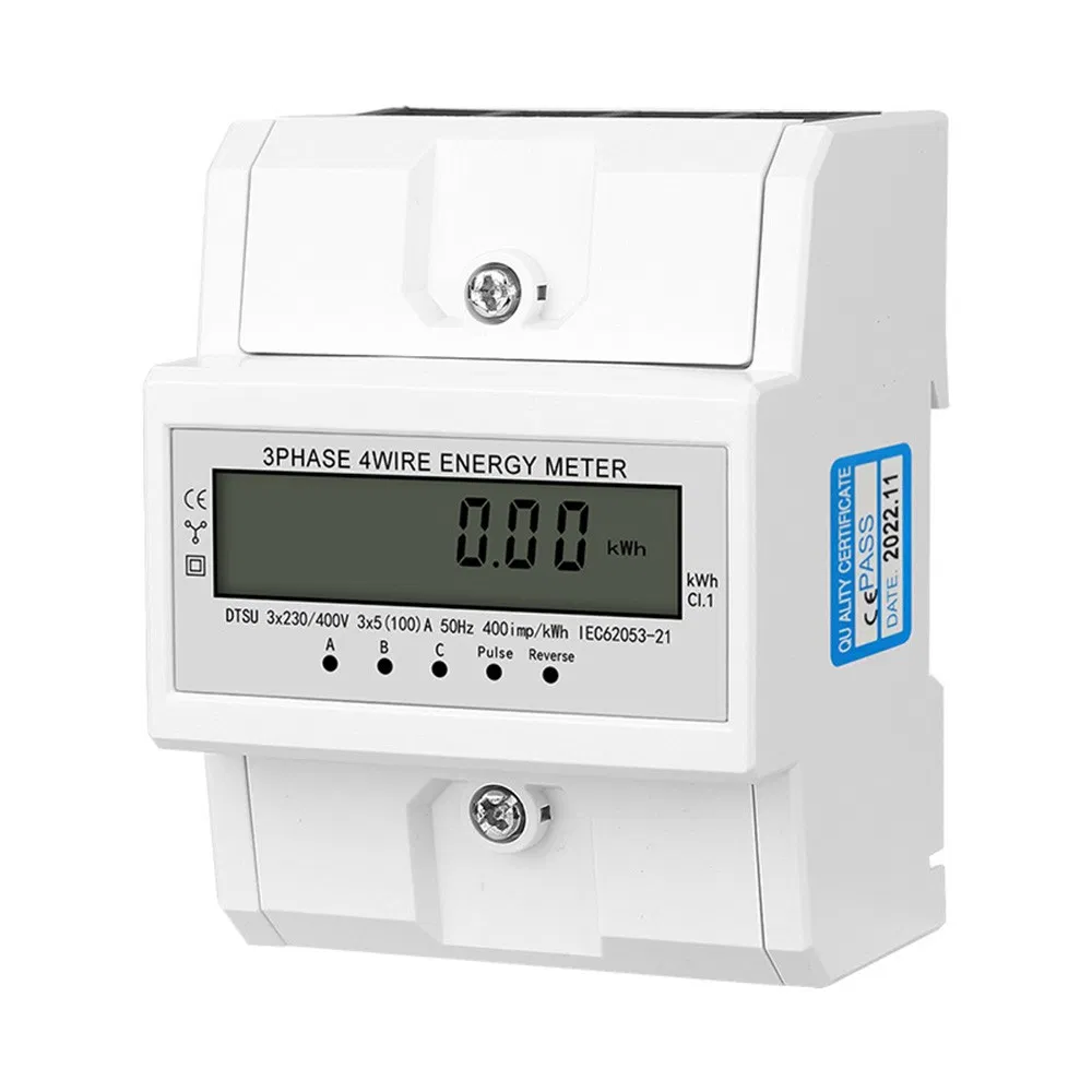 Contatore elettrico trifase 100A 230/400V a 4 fili per montaggio su guida DIN, certificato, nuovo._voghion.com
