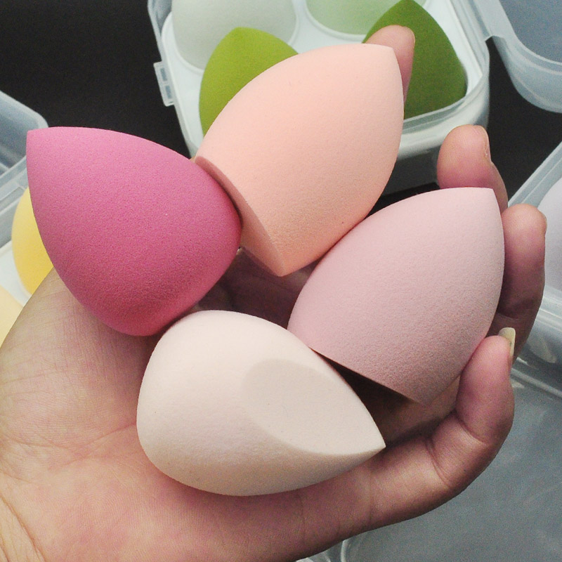 4 buc burete de machiaj de diferite dimensiuni, utilizare uscată și umedă, burete cosmetic, puf, machiaj, fond de ten, pudră, blush, instrumente de frumusețe cu cutie de depozitare_voghion.com
