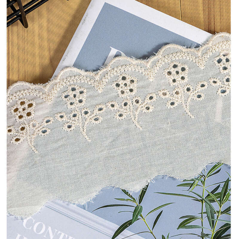 Tianyuan klassisk hul blomsterbroderistof i bomuld, børnetøjstilbehør, blondebredde 5 cm_voghion.com