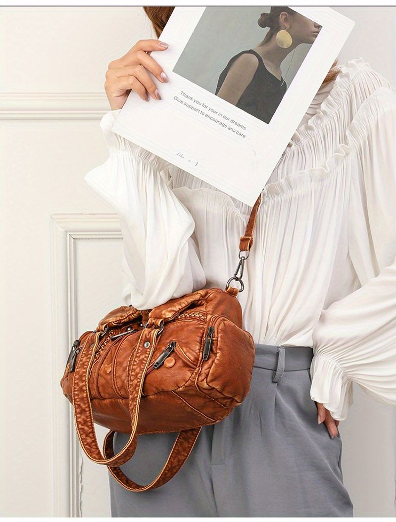 Verzierte Umhängetasche, Vintage-Tragetasche für Damen, Tragetasche aus weichem PU-Leder_voghion.com