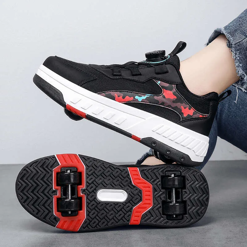 Kids Roller Skate Shoes Boys Girls Fashion Casual Runaway 4 Wheels Deformation Sneakers Adults Teenagers Children_voghion.com