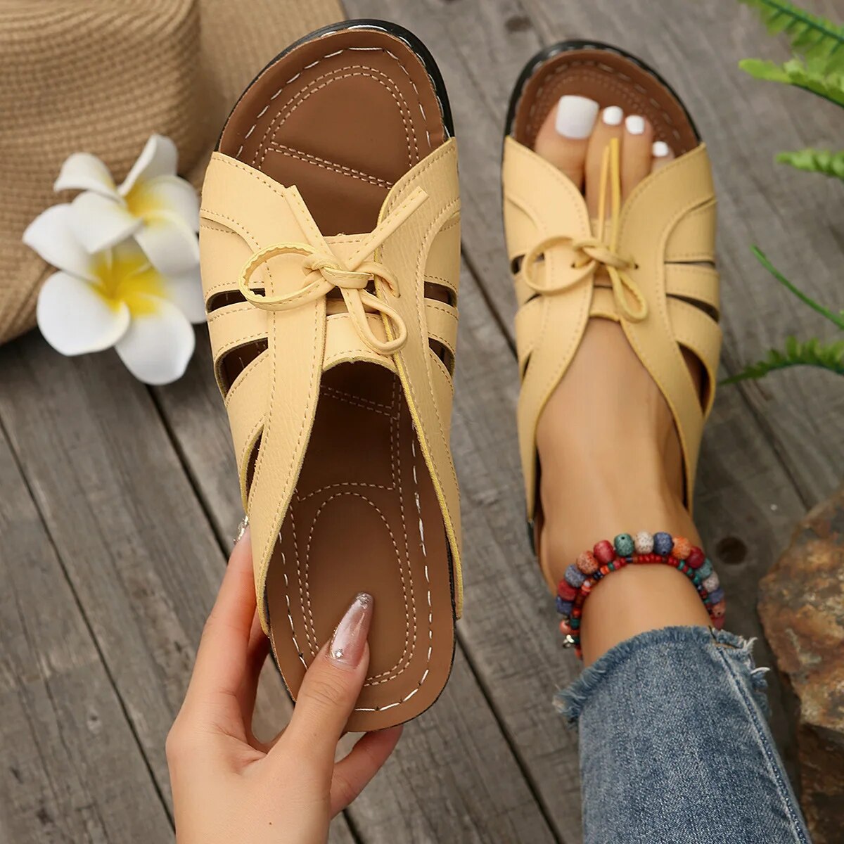 Sandales à talons bas pour femmes, pantoufles élégantes, chaussures à talons, tendance, nouvelle collection été 2024_voghion.com