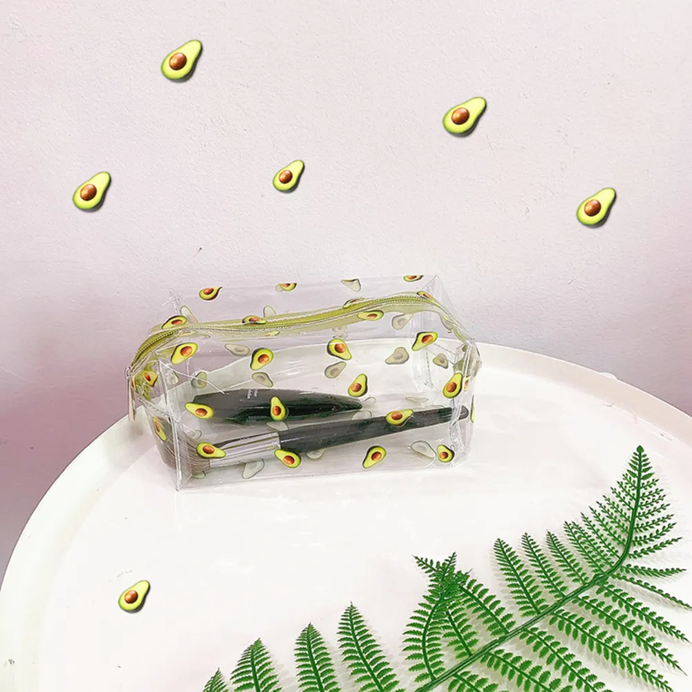 Borsa da toilette trasparente in PVC per cosmetici, frutta e avocado, piccola, impermeabile, multifunzione, per donne e ragazze, portapenne_voghion.com