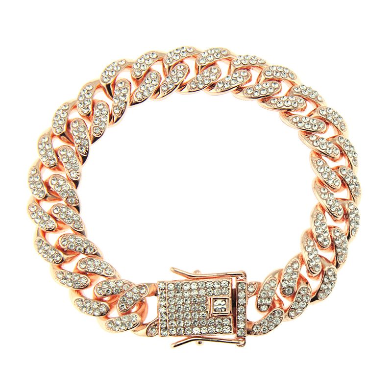 Cuban Link Bracelet For Men With Diamond Detailing Gold Tone_voghion.com