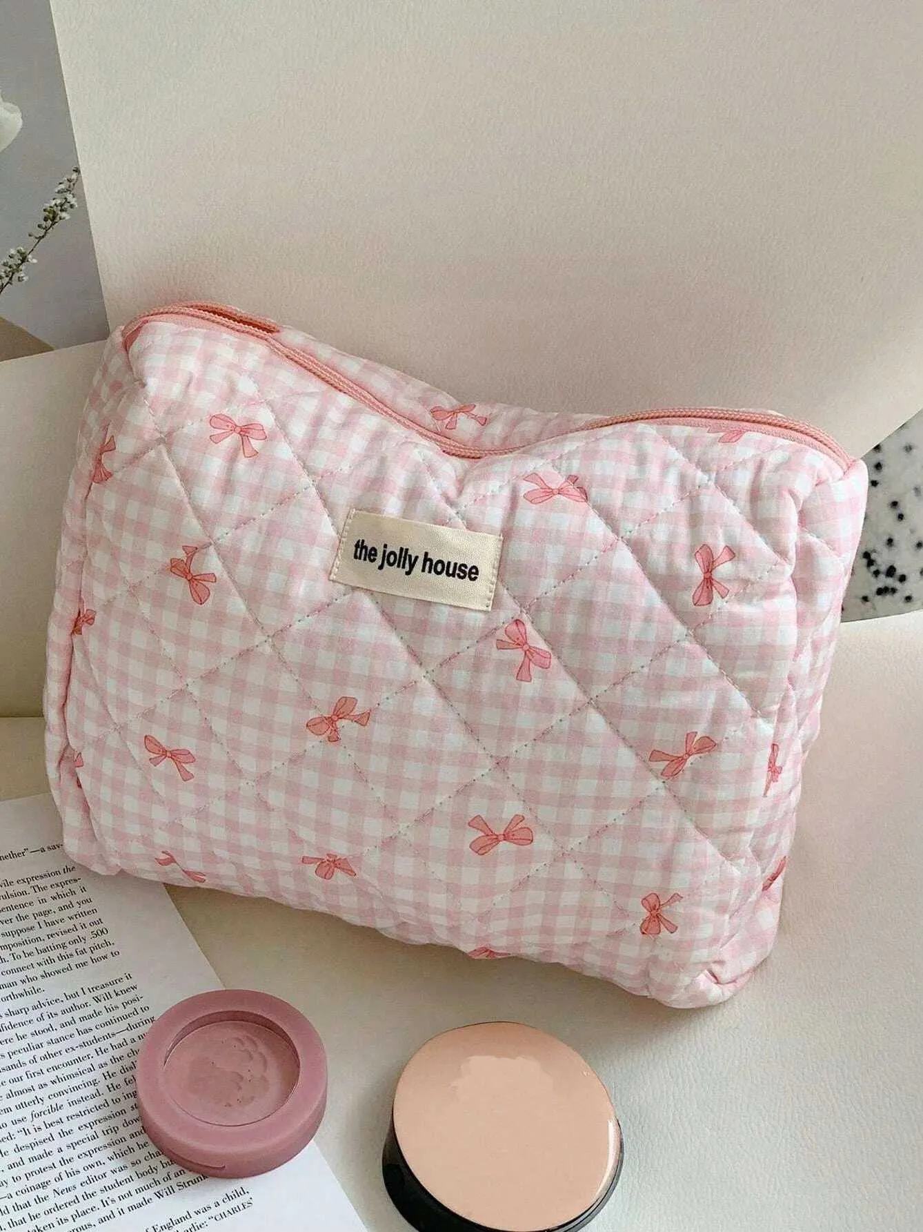 1 Set süßer Schleifen-Organizer, multifunktionale Geldbörse, tragbare Aufbewahrungstasche für Pinsel, Reise-Make-up-Tasche für die Hautpflege, Y241023_voghion.com