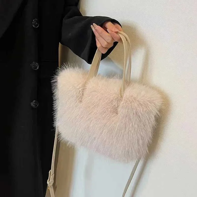 Designer Bag Artificial fur bucket plush design womens handbag soft winter cross body shoulder bag Bolsa Feminina 2025_voghion.com