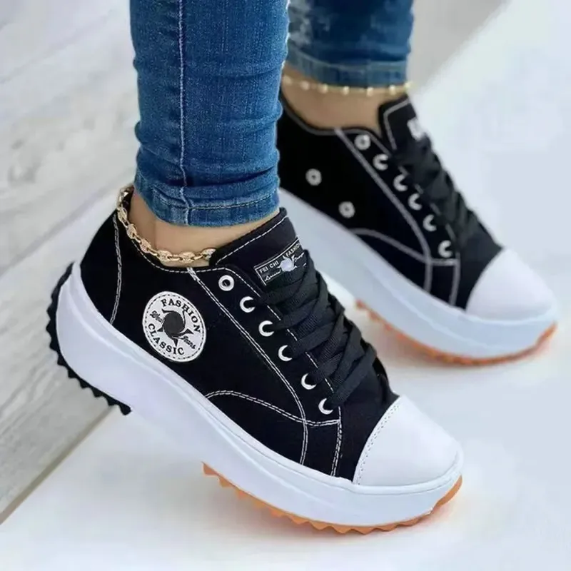 Nuove scarpe basse da donna, in tela con suola spessa, disponibili ora, con plateau, taglie grandi da donna, taglie 35-43_voghion.com